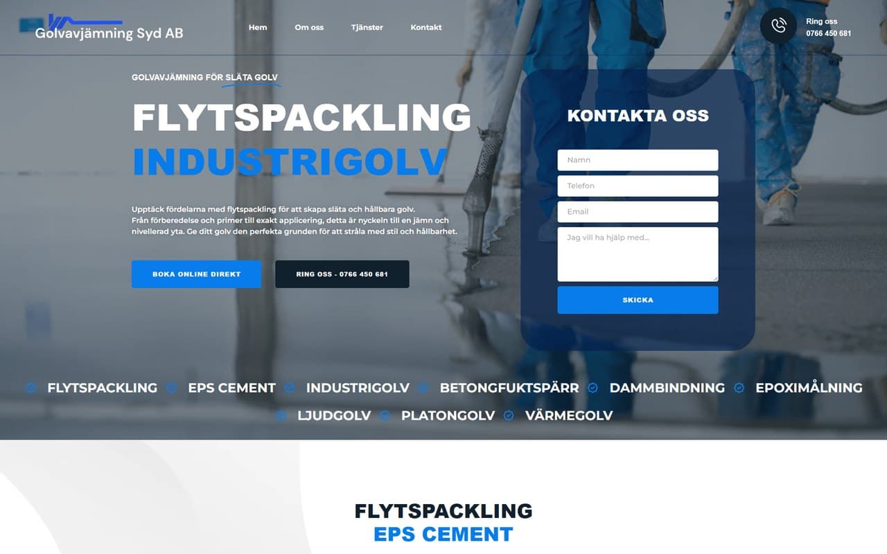Skärmdump av Golvavjämning Syd