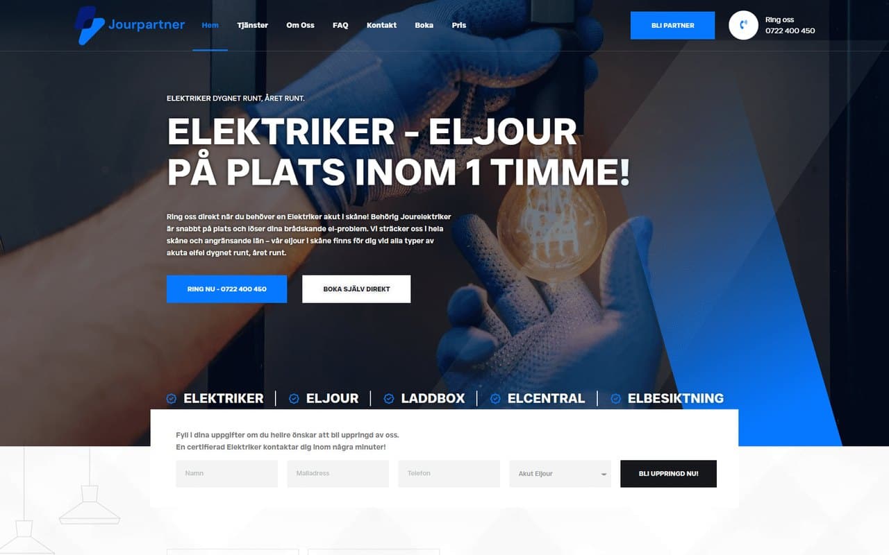 Skärmdump av Jourpartner